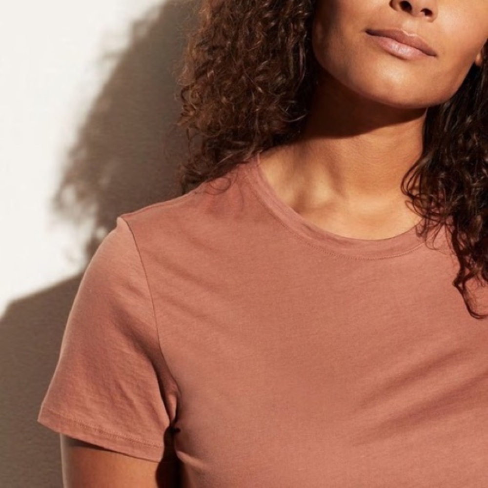 VINCE TEE ESSENTIAL PIMA COTTON BROWN NEUTRAL XXS